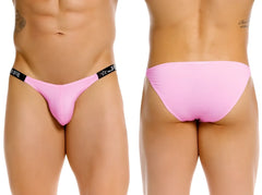 Pink thong bikini with black elastic waistband featuring star and j logo from JOR 2355 Eros bikini color pink collection