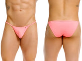 Pink thong bikini with small logo on front in JOR 2358 Axel bikini color candy design