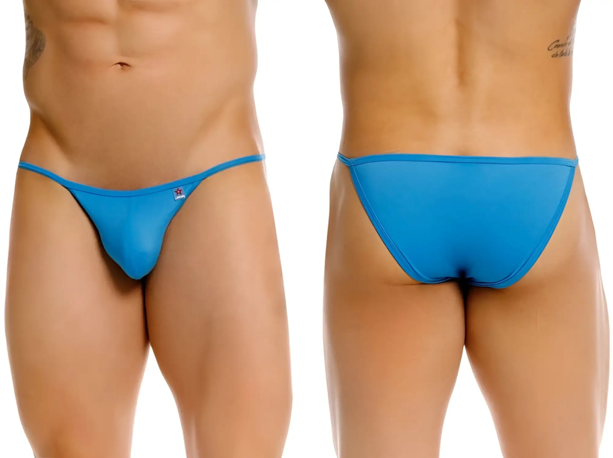 Jor 2358 axel bikini turquoise bright blue form-fitting thong underwear with subtle front logo detail