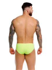 Bright neon green jor 2384 wind swim briefs made from lightweight fabric ideal for swimming and beachwear
