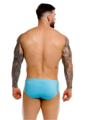 Bright blue turquoise jor 2387 travel swim briefs with smooth form-fitting design for swimming and travel