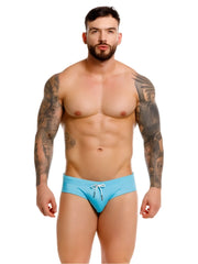 Light blue jor 2387 travel swim briefs with white drawstring designed for comfortable beach and pool use