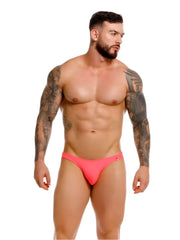 Bright pink form-fitting JOR 2389 travel swim thongs with subtle side logo perfect for swimwear and travel use