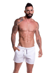 Jor Arrecife copacabana white mini shorts with relaxed fit and subtle side pockets size M swimwear