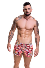 Men’s jor arrecife mojito mini shorts swimwear size m with vibrant pink red purple floral skull pattern