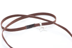 Brown suede choker with silver star pendant and black engraved jor tag jor bracelet 0522 size one size