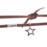 Brown suede cord jor bracelet with silver star charm and brand tag size one size