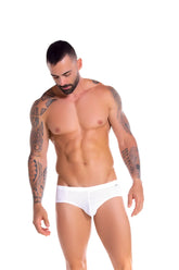 White jor gipsy mesh bikini underwear with perforated fabric and subtle logo on waistband size m