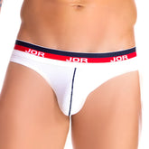 Jor naval bikini underwear white briefs with red and navy blue waistband and jor logo in size xl
