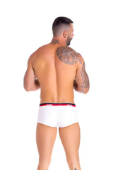 White jor naval boxer brief underwear in size m featuring a red and navy blue elastic waistband with brand logo