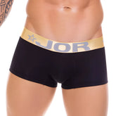 Black jor soft boxer underwear size l with gold waistband featuring brand name and star logo