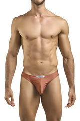 Justin+Simon xsj01 classic bikini brief in copper satin with minimalist design and white waistband label