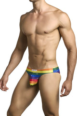 Justin simon xsj01 classic bikini pride flag rainbow-striped men’s briefs with snug fit and elastic waistband
