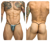 Teal and black metal green classic g-string bulge athletic briefs by JUSTIN+SIMON with minimalist design