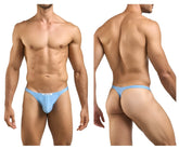 Light blue justin simon xsj03 classic thong underwear with form-fitting design and subtle front brand tag