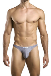 Justin simon xsj03 classic thongs silver glitter briefs with lurex gray material and white waistband label