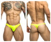 Neon yellow low-rise athletic briefs with a small front logo from JUSTIN+SIMON XSJ03 Classic Thongs neon green collection