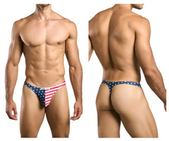 Justin simon xsj03 classic thong in american flag colors red white and blue featuring a patriotic design