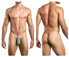 Pink men’s sling briefs with a green pouch front in justin simon xsj04 sling color new green design