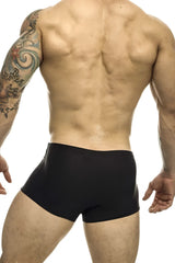Justin+Simon XSJ08 classic trunks in black with a smooth form-fitting design for athletic use