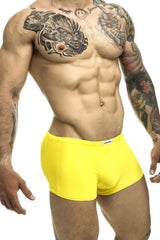 Justin+Simon XSJ08 classic yellow athletic briefs with white brand tag at the waistband for active wear