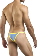 Justin simon xsj12 bikini in baby blue with light blue and yellow thong and snug form-fitting design