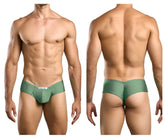 Justin+Simon xsj22 cheek briefs in new green with smooth stretchy fabric and a small white label at the waistband