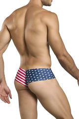 Justin+Simon XSJ22 cheek briefs in American flag colors red white and blue featuring a patriotic design