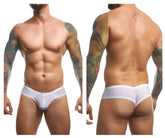 White athletic briefs justin simon xsj22 cheek briefs in white mesh with smooth form fitting design and elastic waistband