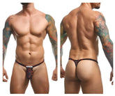 Justin simon xsjbu02 bulge thong in black and red lips pattern with small white front label for men
