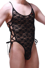 Bodythong Lacets Dentelle Noir