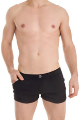 Black l’homme invisible sensations lounge shorts size m with subtle logo button on waistband in black color