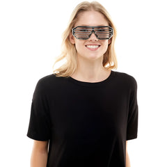 Black plastic slatted light up glasses with a bold futuristic design for stylish eye protection