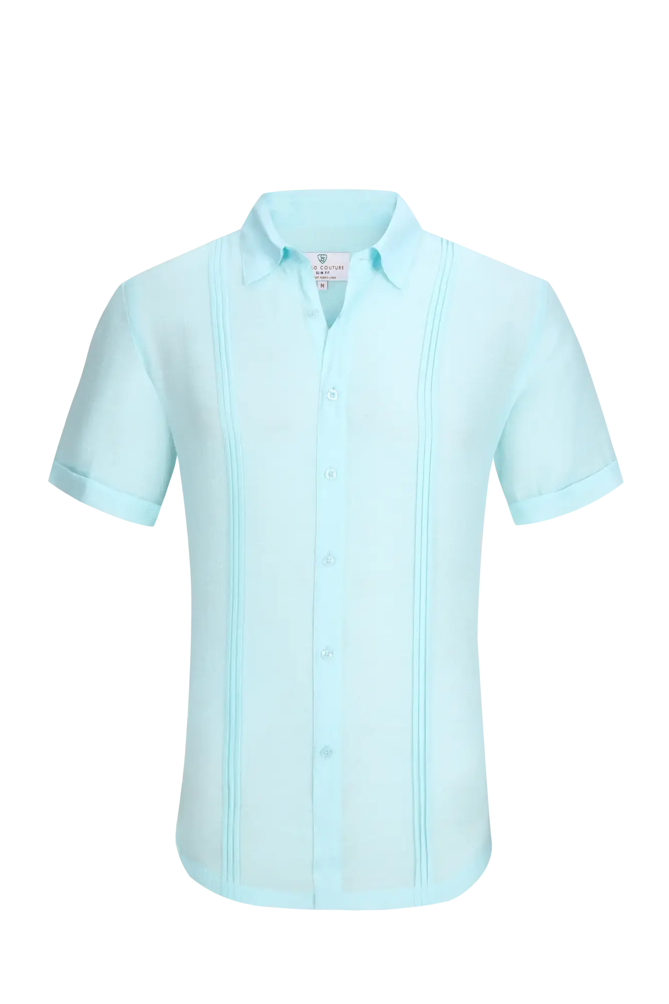 Linen air s/s shirt men’s light blue short-sleeved linen shirt with classic collar and vertical side pleats