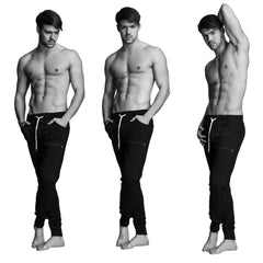 Jogginghose und Yogahose mit langem Bündchen (Schwarz)