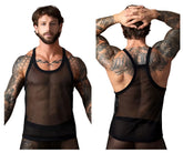 Black male power 110-11c fishnet tank top with reinforced trim along neckline armholes and hem