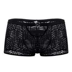 Black lace Male Power 125-284 Rude Awakening cheeky cutout briefs with geometric pattern and black elastic waistband