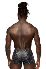 Black and silver snakeskin patterned men’s briefs male power 153-282 s-naked pouch short black-blue