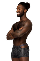 Black snake-print boxer briefs male power 153-282 s-naked pouch short with textured fabric and gray waistband