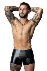 Black patent leather briefs male power 153-301 liquid onyx 2.0 pouch short color black front view