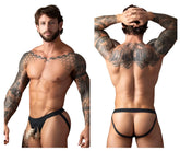 Male power 348-304 black elastic cock ring featuring open front and supportive form-fitting athletic briefs design