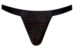 Male power 353-296 widow maker classic jock in black with diamond-patterned mesh and pink rhinestone accents