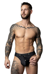 Black male power 410-298 oh snap snap off thong with front closure three silver-toned buttons and form-fitting design