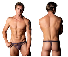 Male power 416-291 love star purple thong with metallic central ring star pattern and adjustable side straps