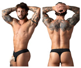 Black male power 417-304 open ended thong with elastic cock ring showing front side details