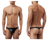 Male power 440003 liquid onyx classic thong in black patent leather with a sleek glossy finish