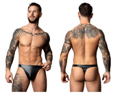 Black liquid onyx 2.0 bong thong by male power in latex showing the back side of the black thong design