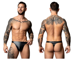 Black liquid onyx 2.0 bong thong by male power in latex showing the back side of the black thong design