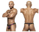 Black and purple iridescent fabric briefs with subtle shimmering pattern male power 443-277 hocus pocus uplift bong thong