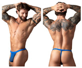 Male power 449-11c fishnet 2 g-string royal blue mesh thong showing front view